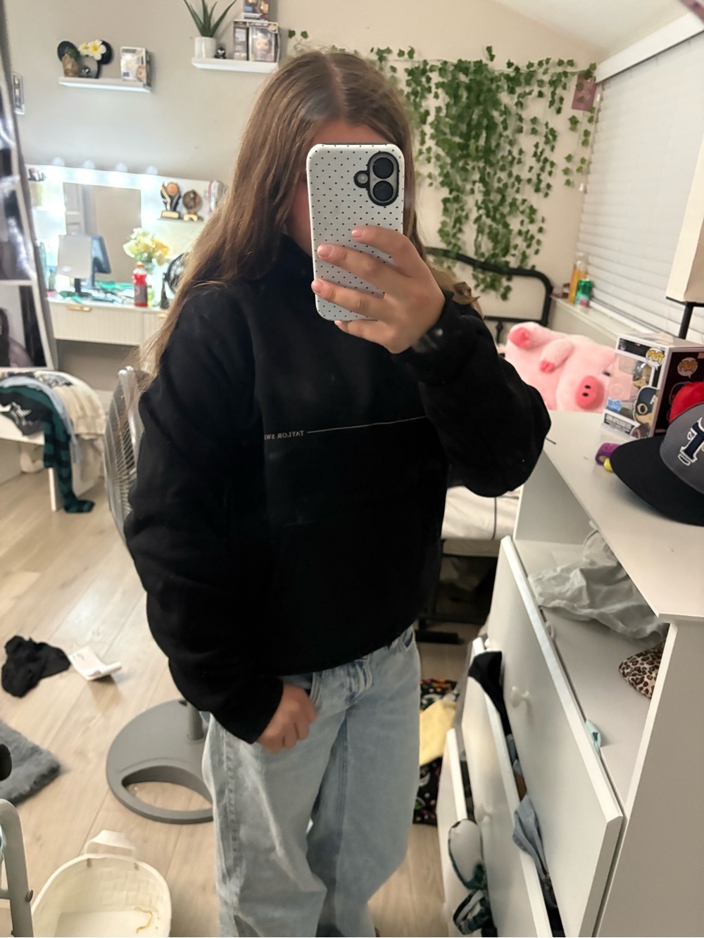 Black Hoodie with Taylor Swift Design TTPD NEVER WORN! Women’s XS